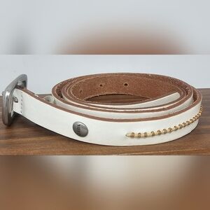 Fossil Belt Leather Skinny White Cincher Rope Detail Country Western Size Large
